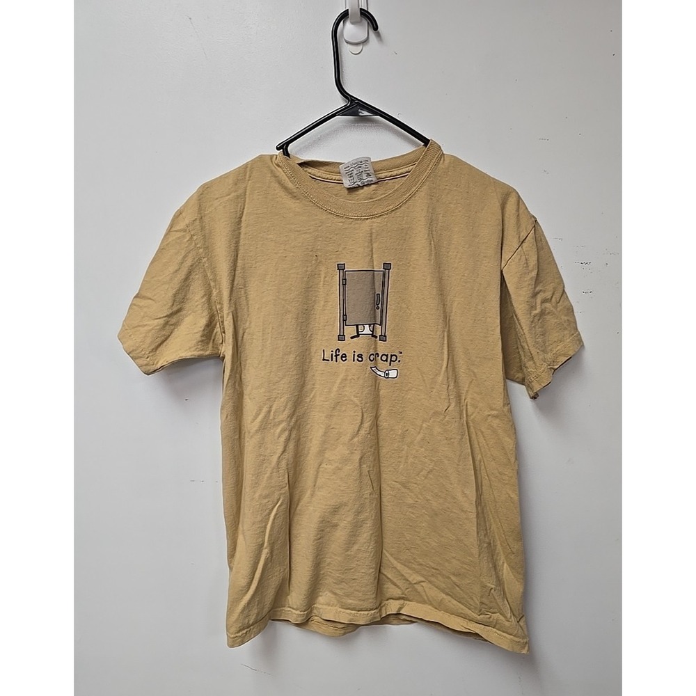 Life is Crap Beige Sucks Toilet Crew Neck Short Sleeve T-Shirt Men's Size Medium